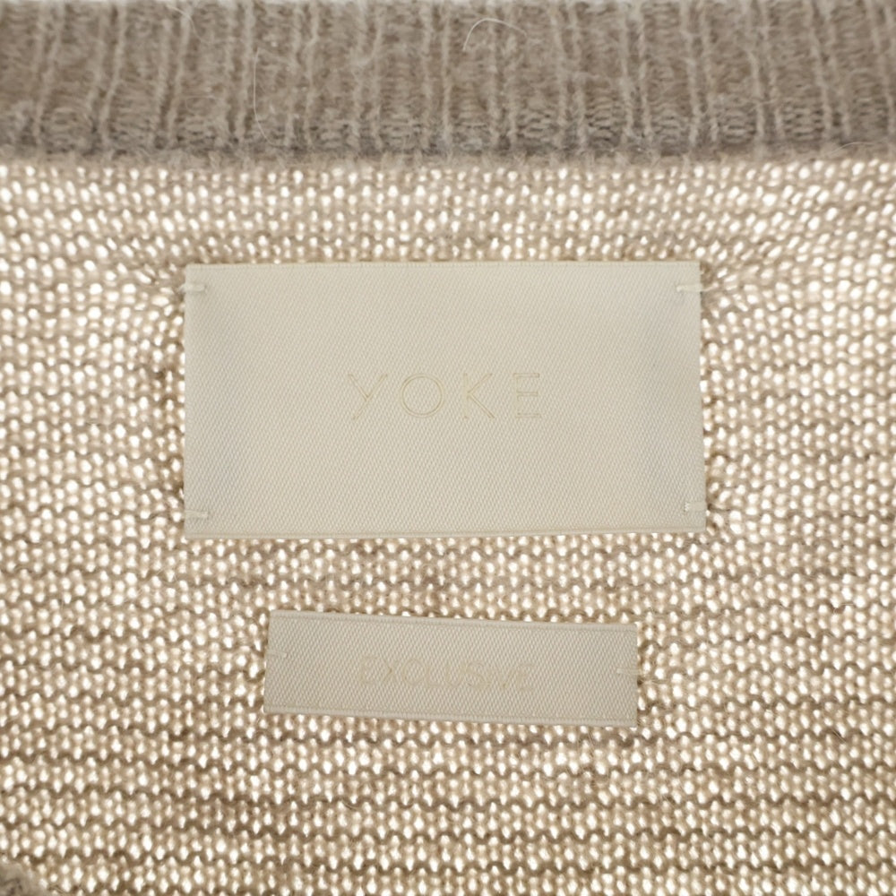 YOKE(ヨーク) 20AW 7G ALPACA WOOL RIB CREW NECK CARDIGAN セブンゲージ アルパカウール リブクルーネック カーディガン ベージュ YK20AW0297S-C