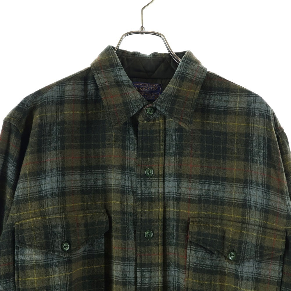 PENDLETON(ペンドルトン) 50S VINTAGE ヴィンテージ ウール タータンチェック 長袖フランネルシャツ カーキ