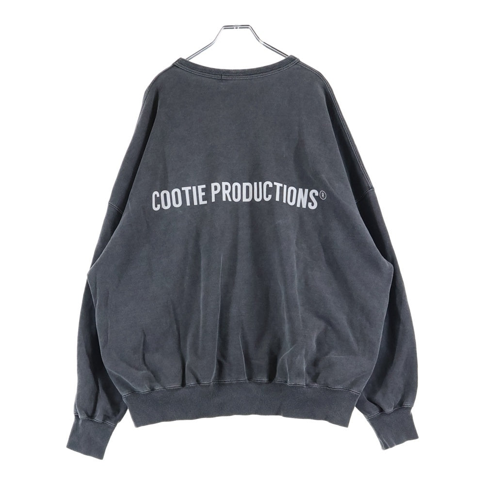 COOTIE PRODUCTIONS(クーティー プロダクションズ) PIGMENT DYED OPEN END YARN SWEAT CREW ピグメントダイ オープンエンドヤーン コットン ロゴプリント クルーネックスウェットシャツ グレー
