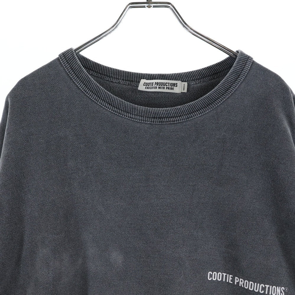 COOTIE PRODUCTIONS(クーティー プロダクションズ) PIGMENT DYED OPEN END YARN SWEAT CREW ピグメントダイ オープンエンドヤーン コットン ロゴプリント クルーネックスウェットシャツ グレー
