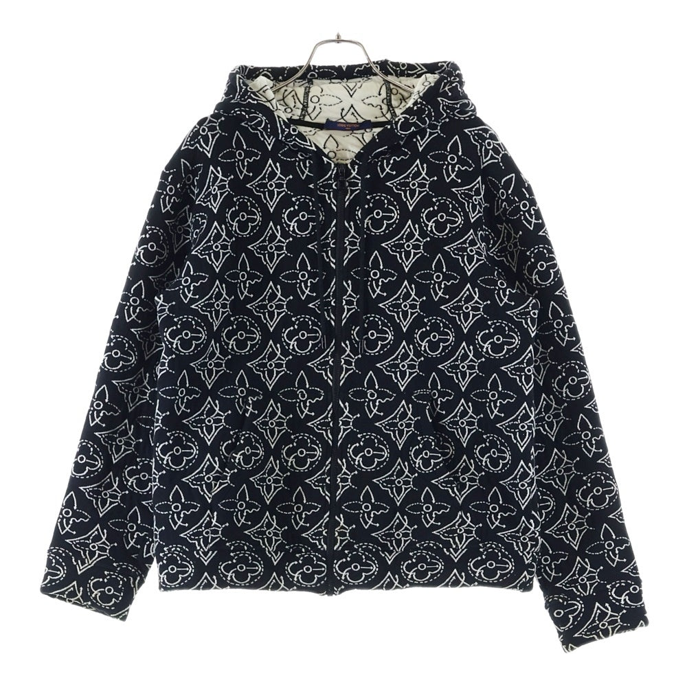 LOUIS VUITTON(ルイヴィトン) 21AW ×NBA Strategic Flowers Quilted Hoodie フラワーキルテッド ジップアップパーカー フーディ ブラック RM212M DM0 HLY12W