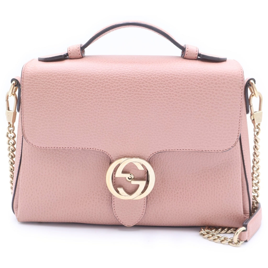 GUCCI(グッチ) インターロッキングG カーフレザー 2WAY ショルダーハンドバッグ ピンク 510302 レディース