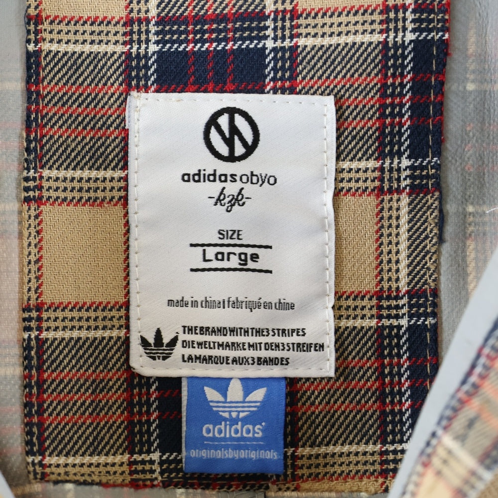adidas(アディダス) ×NEIGHBORHOOD ネイバーフッド ロゴワッペン ジップポケット チェック柄 レギュラーカラー シャツジャケット ブラウン E94670