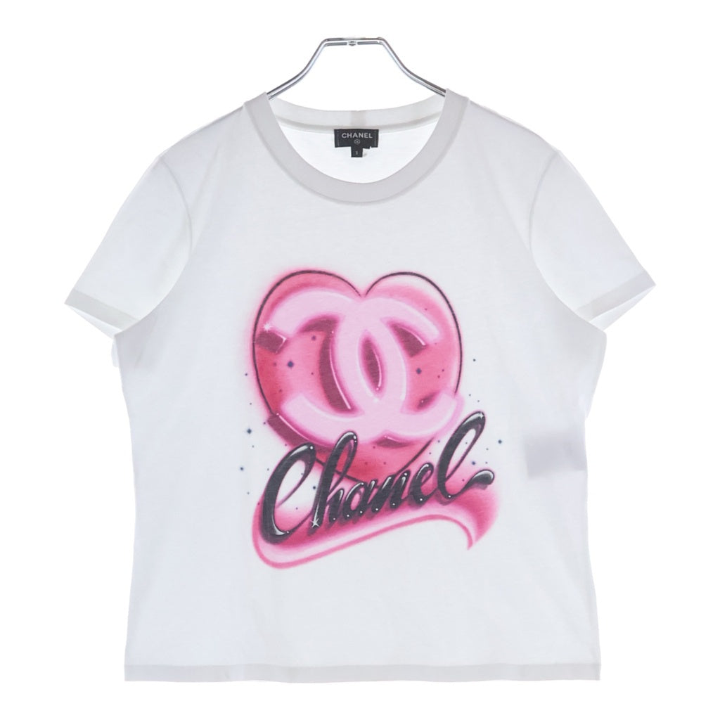 CHANEL(シャネル) ハートココマークフロントプリント 半袖Tシャツ カットソー レディース ホワイト P74383K10851