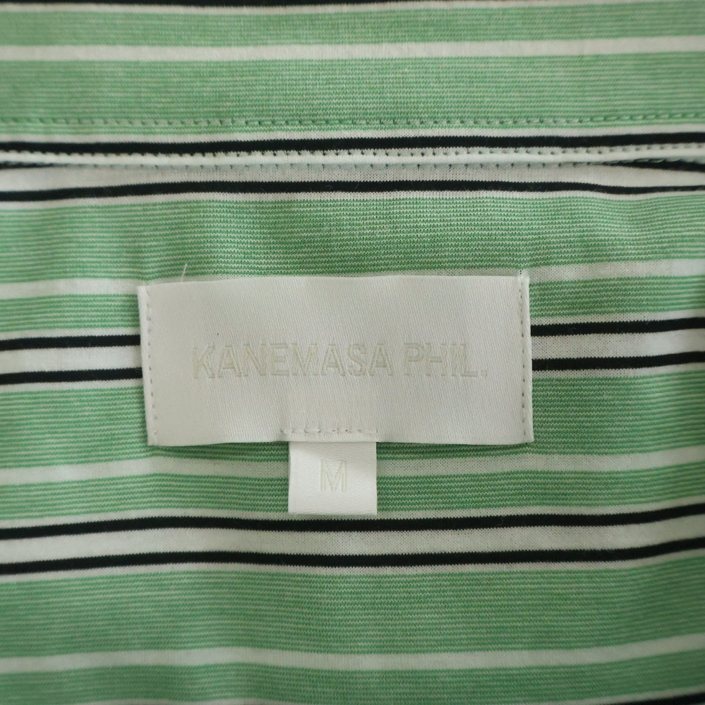 KANEMASA(カネマサ) 25SS ストライプ ロングスリーブ ポリコットンシャツ グリーン KM25S-024GR