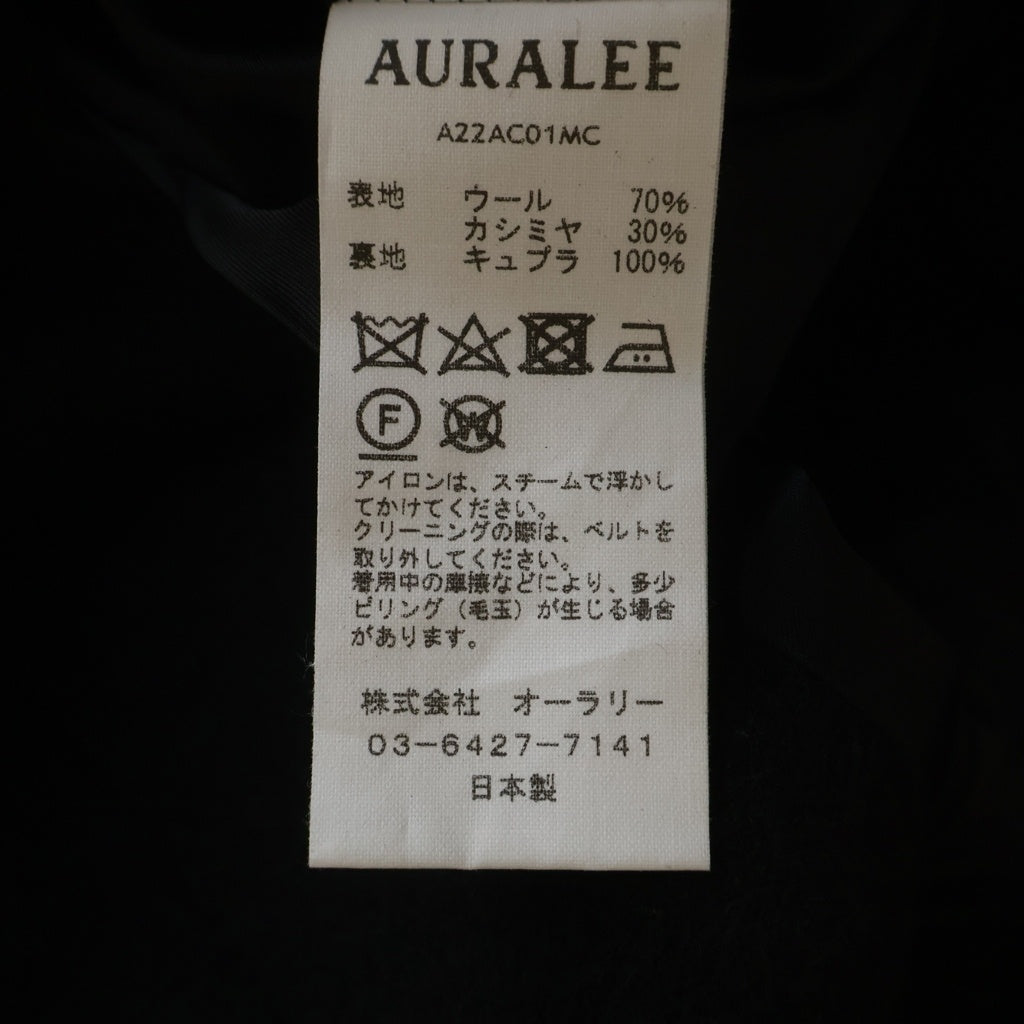 AURALEE(オーラリー) 22AW CASHMERE WOOL MOSSER SOUTIEN COLLAR COAT カシミヤ ウール モッサ サテン ステンカラーコート ブラック A22AC01MC