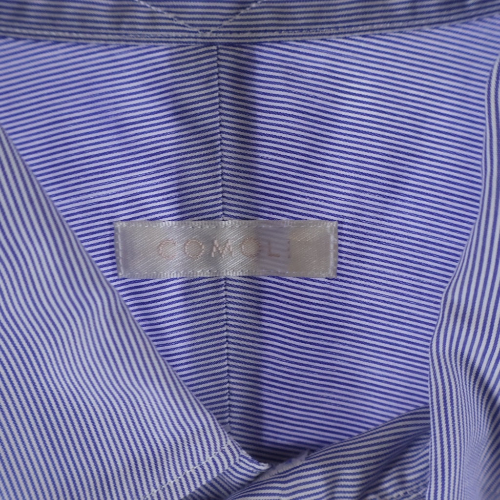 COMOLI(コモリ) 21AW ストライプ ポプリン 長袖シャツ ブルー U03-02009