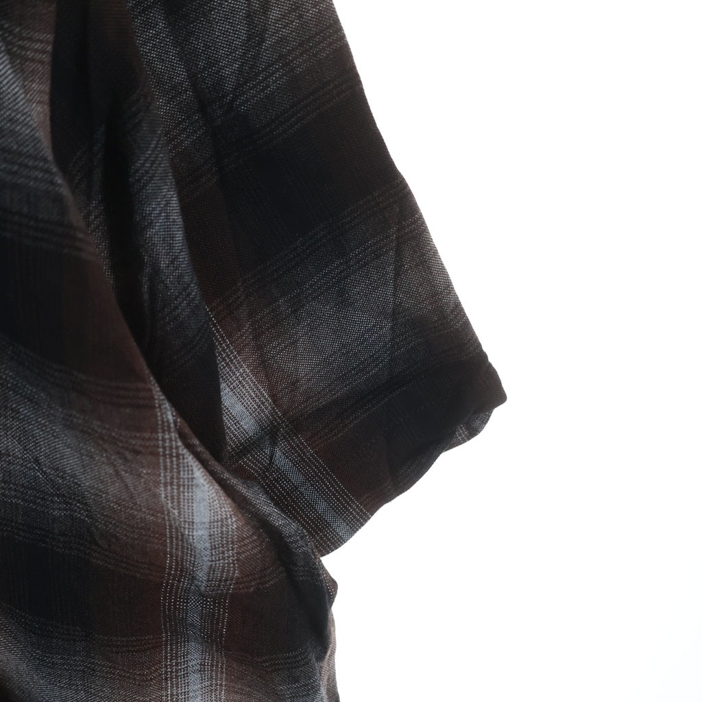 Ernie Palo(アーニーパロ) RAYON CHECK S/S SHIRT レーヨン オンブレチェック ショートスリーブ オープンカラーシャツ ブラウン EP09SH06