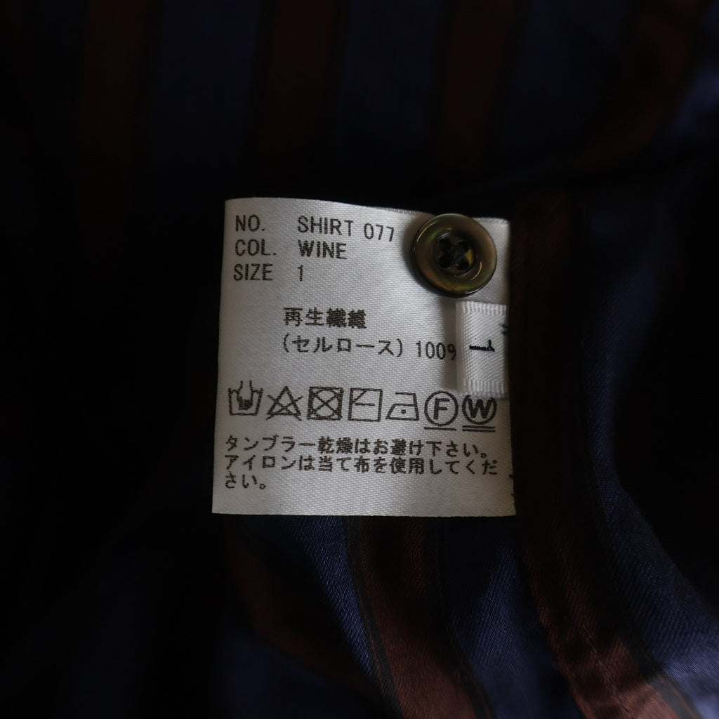 HEUGN(ユーゲン) ROB WINE STRIPE テンセルストライプバンドカラーシャツ ネイビー/ブラウン SHIRT077