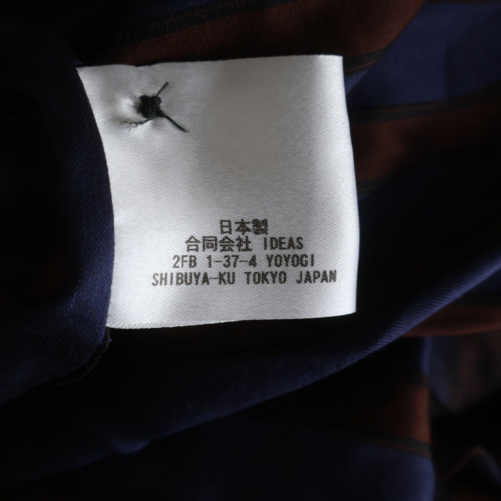 HEUGN(ユーゲン) ROB WINE STRIPE テンセルストライプバンドカラーシャツ ネイビー/ブラウン SHIRT077