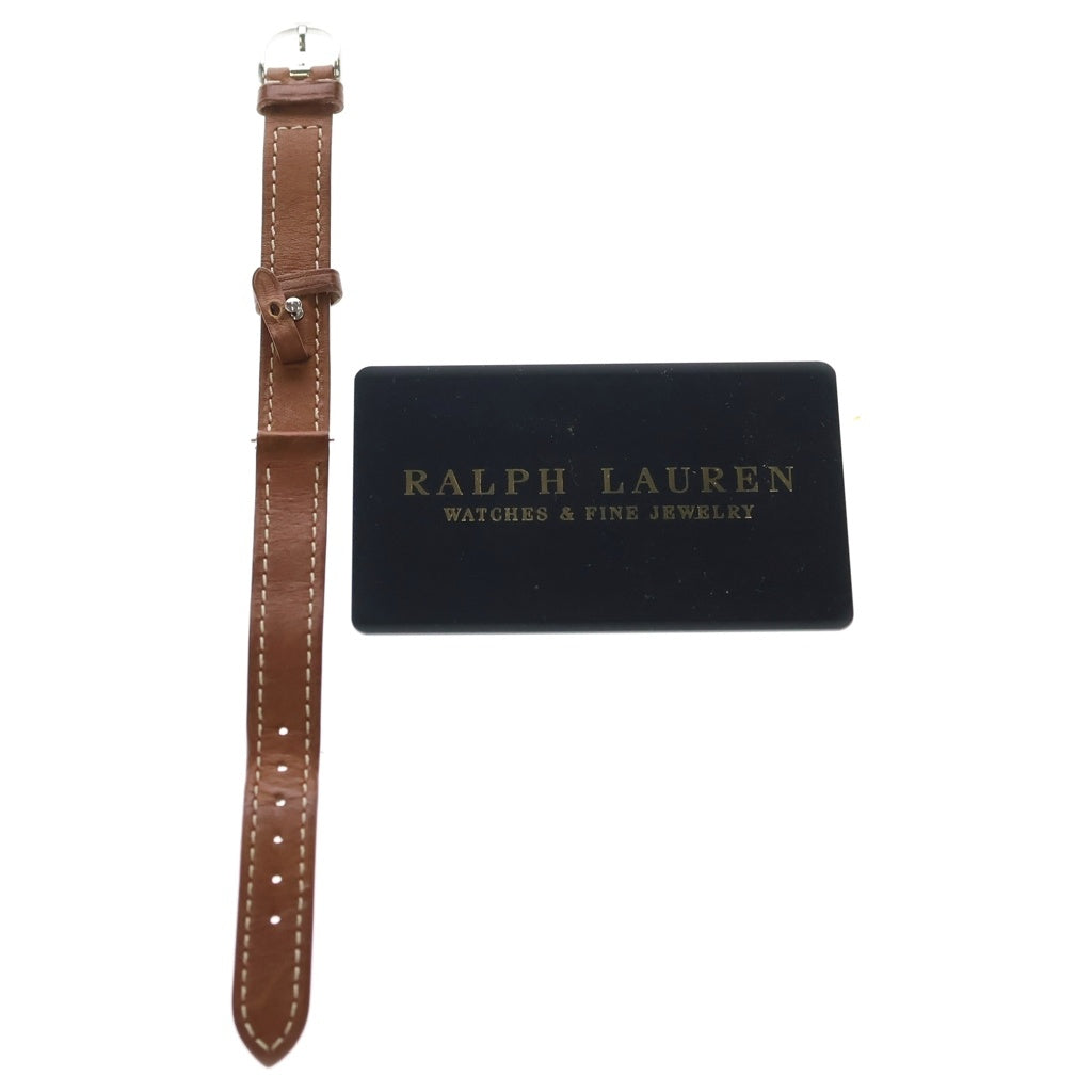 RALPH LAUREN(ラルフローレン) スティラップコレクション ミニ クォーツ文字盤 レザーブレス 時計 ホワイト/ブラウン