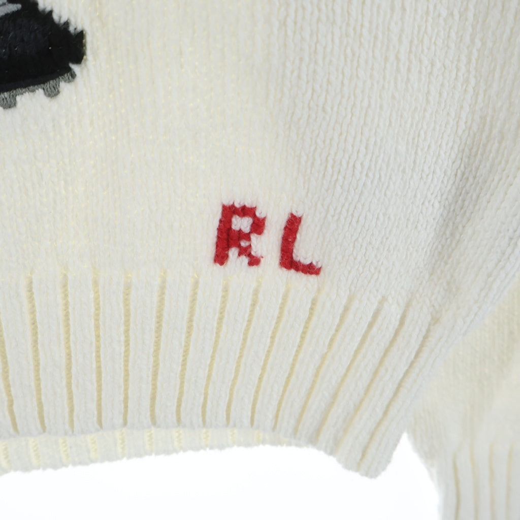 POLO RALPH LAUREN(ポロラルフローレン) ×MLB POLO BEAR KNIT エムエルビー ポロベアー クルーネックニット セーターレディース ホワイト