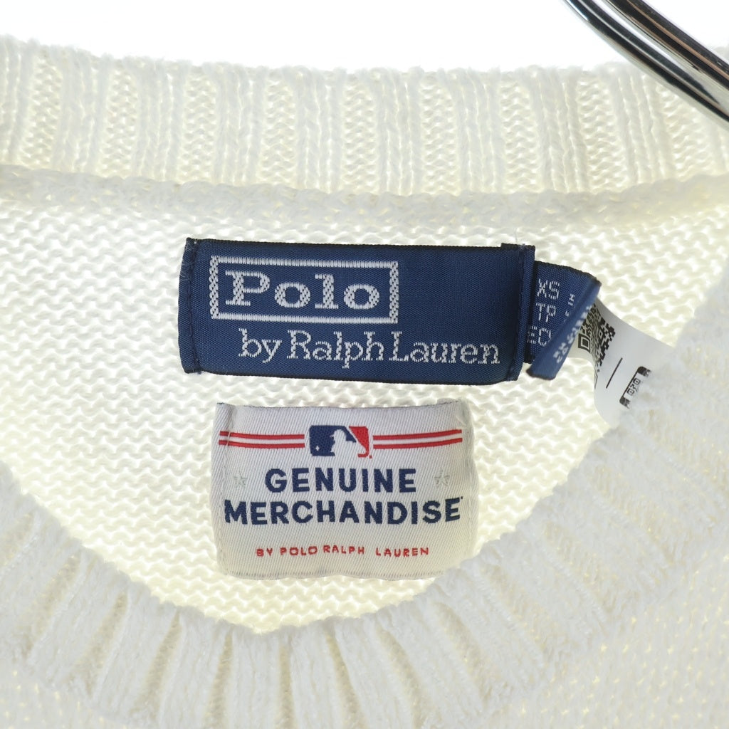 POLO RALPH LAUREN(ポロラルフローレン) ×MLB POLO BEAR KNIT エムエルビー ポロベアー クルーネックニット セーターレディース ホワイト