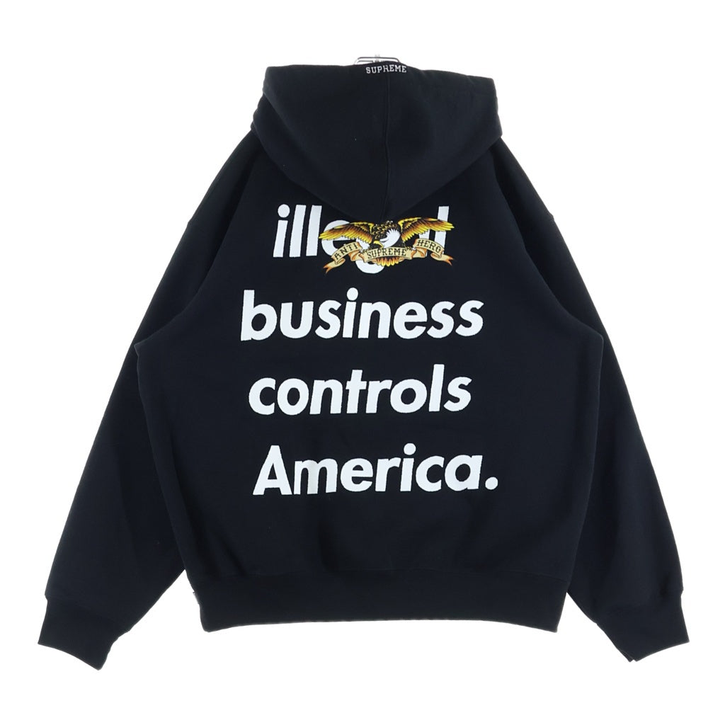 SUPREME(シュプリーム) 25AW ×ANTIHERO Hooded Sweatshirt アンタイヒーロー 両面プリント プルオーバースウェットパーカー フーディー ブラック