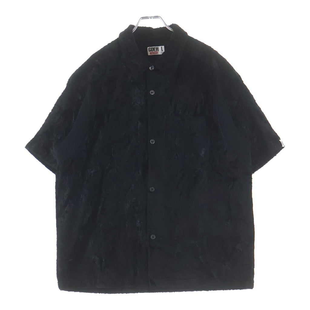 SUPREME(シュプリーム) 25SS ×GOODENOUGH Crushed Rayon S/S Shirt グッドイナフ 半袖レーヨンベロアシャツ ブラック