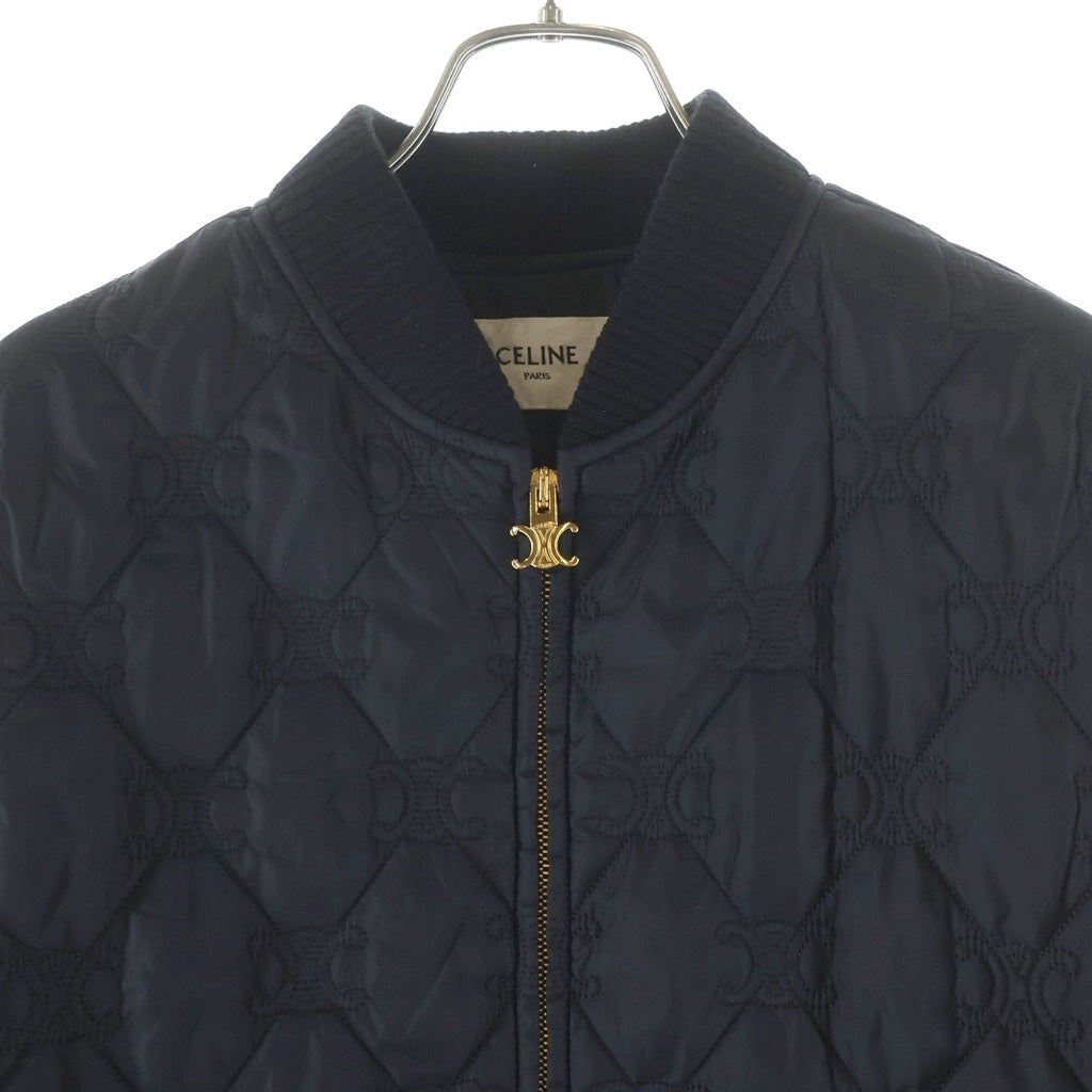 CELINE(セリーヌ) TRIOMPHE TEDDY JACKET トリオンフ モチーフデザイン ジップアップ テディジャケット ブラック レディース RV0G20281.38NO