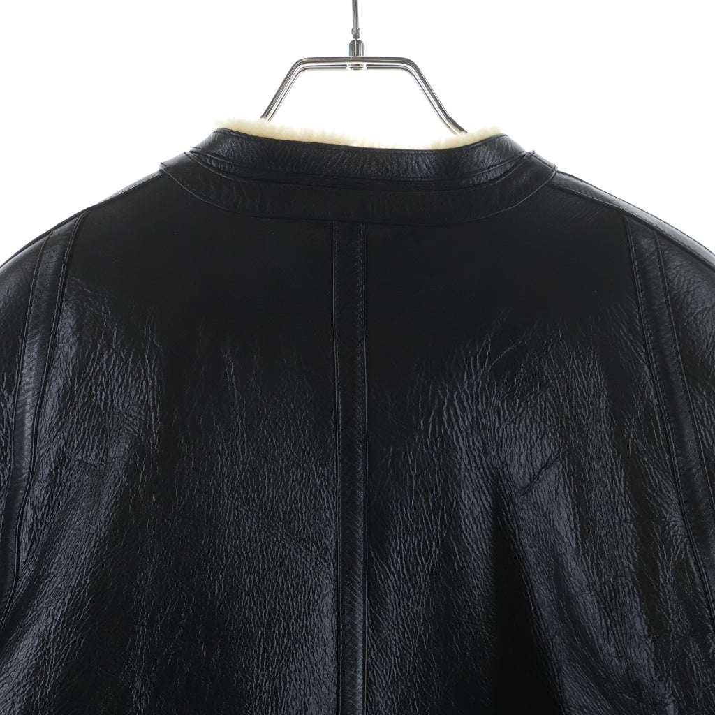 CELINE(セリーヌ) トリオンフ金ボタン ノーカラー ムートンジャケット ブラック レディース 2EC15720G