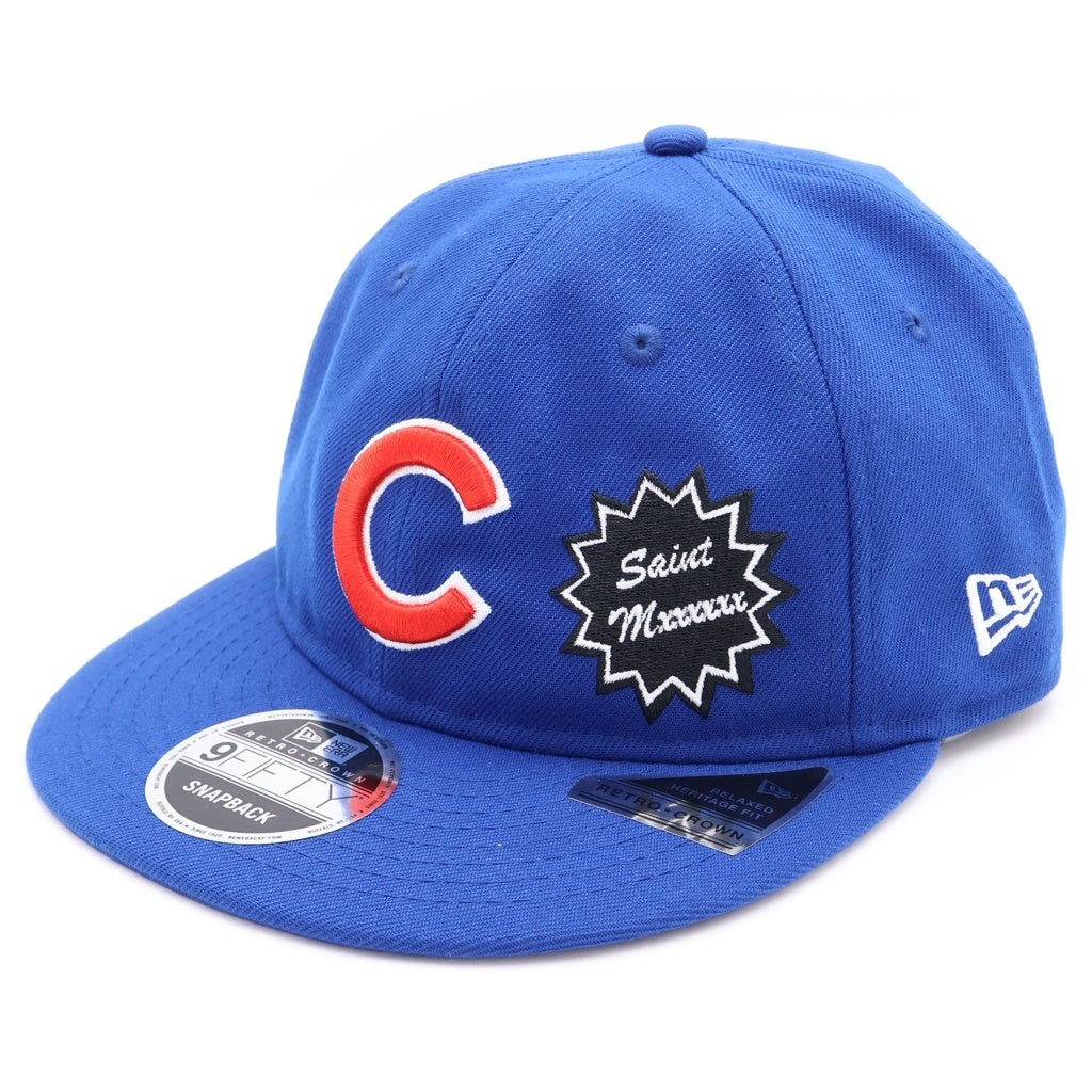 SAINT MICHAEL(セントマイケル) 25SS ×NEW ERA NE_CAP ニューエラ シカゴカブス コットンベースボールキャップ 帽子 ブルー SM-HR8-GIFT-C47