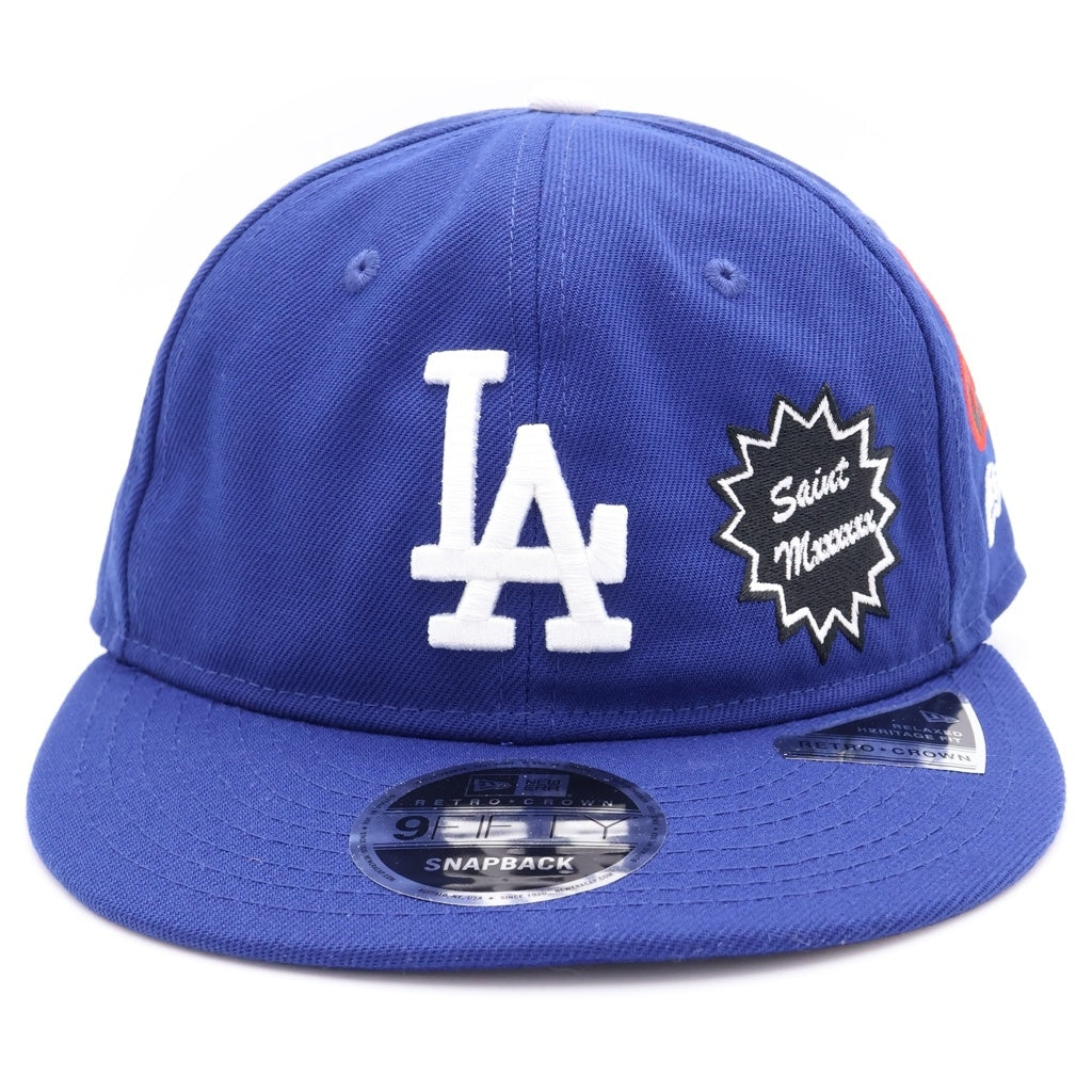 SAINT MICHAEL(セントマイケル) 25SS ×NEW ERA NE_CAP ニューエラ ロサンゼルスドジャース コットンベースボールキャップ 帽子 ブルー SM-HR8-GIFT-C46