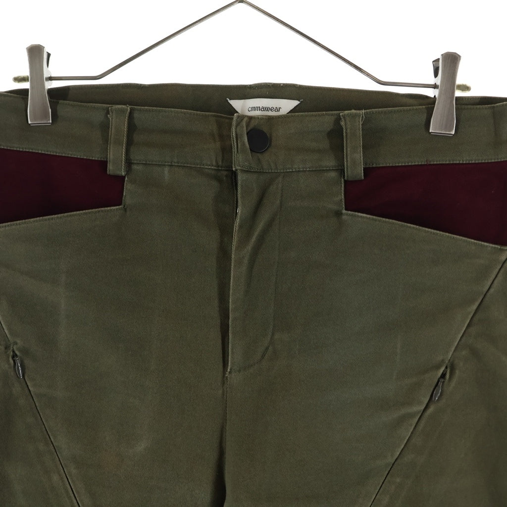 cmmawear(コマウェア) CALATHEA CURVED SEAM TROUSERS カラテア カーブド サイドジップ ジップフライパンツ カーキ