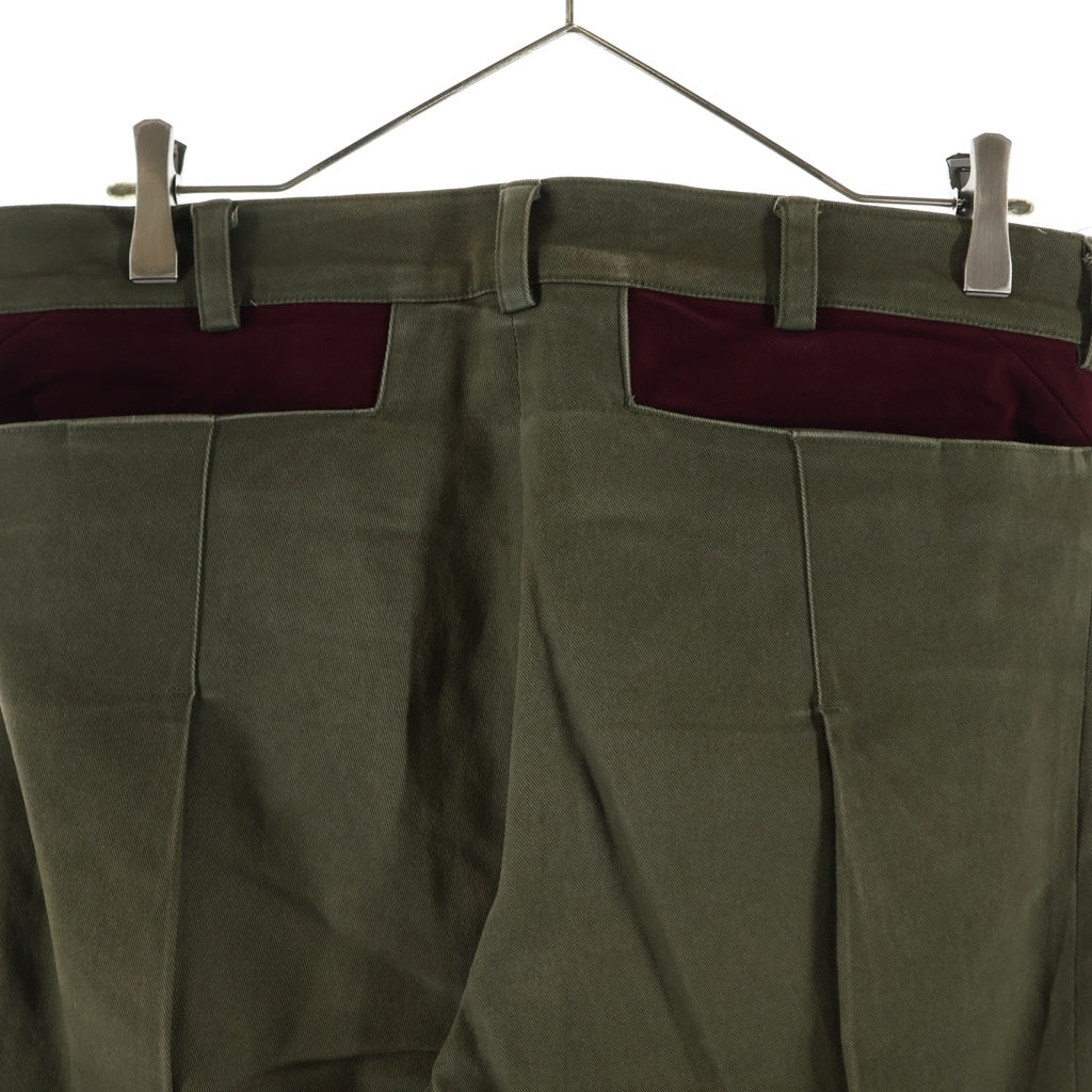 cmmawear(コマウェア) CALATHEA CURVED SEAM TROUSERS カラテア カーブド サイドジップ ジップフライパンツ カーキ