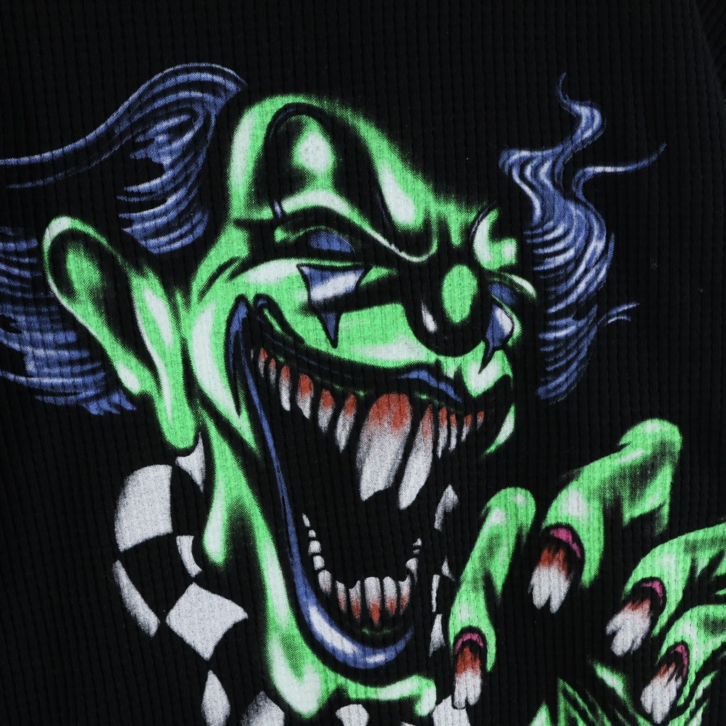Endless Denim(エンドレス デニム) FUNNY CLOWN THERMAL ファニークラウン 両面プリントサーマルTシャツ 長袖クルーネックカットソー ブラック