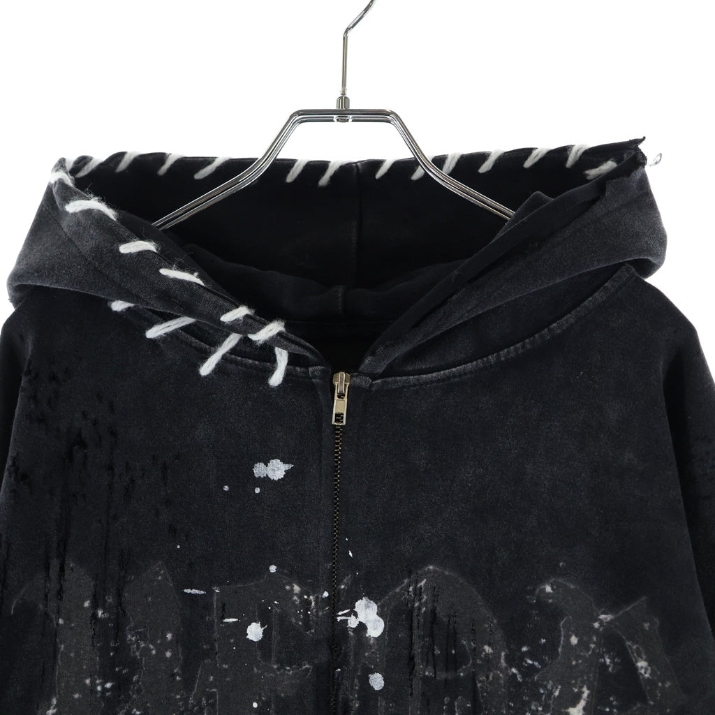 NO BRAND(ノーブランド) VANDAL FAITHLESS ORDER ヴァンダルフェイスレスオーダー ダメージ加工 ジップアップパーカー フーディー ブラック