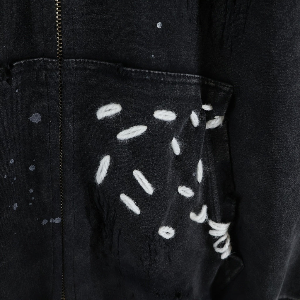 NO BRAND(ノーブランド) VANDAL FAITHLESS ORDER ヴァンダルフェイスレスオーダー ダメージ加工 ジップアップパーカー フーディー ブラック