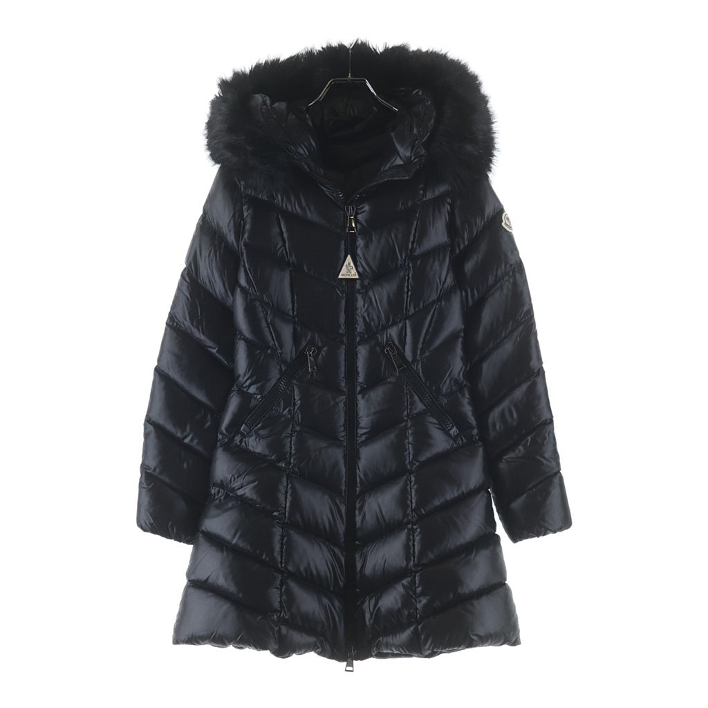 MONCLER(モンクレール) 24AW FULMARUS ロゴワッペン付ファーフーデッドダウンコート ダウンジャケット ブラック レディース J20931C00037 C0065