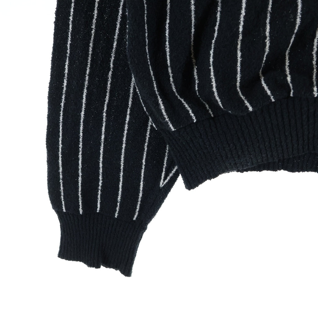 STUSSY(ステューシー) LIGHT WEIGHT LS ZIP POLO ライトウエイト ストライプ ジップアップ 長袖ポロシャツ ブラック 117189