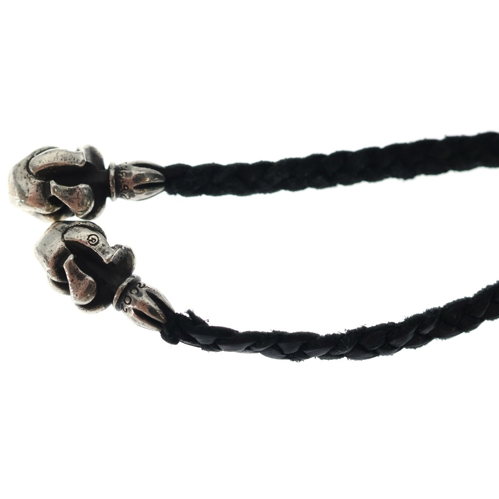 CHROME HEARTS(クロムハーツ) LEATHER BRAID リップアンドタン レザーブレード ネックレス ブラック/シルバー