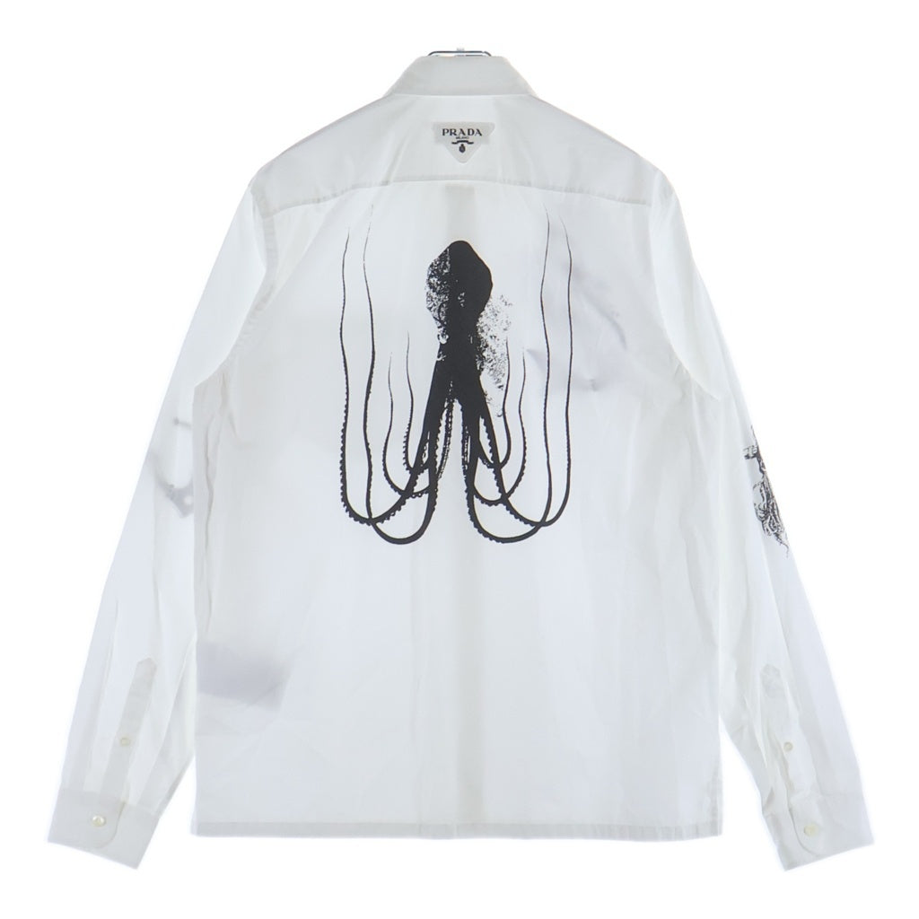 PRADA(プラダ) 22SS BIANCO POPELINE SIMBOL COTTON SHIRT ビアンコ ポプリン シンボル タトゥー プリントデザイン レギュラーカラー コットン 長袖シャツ SC568 S221 10HS
