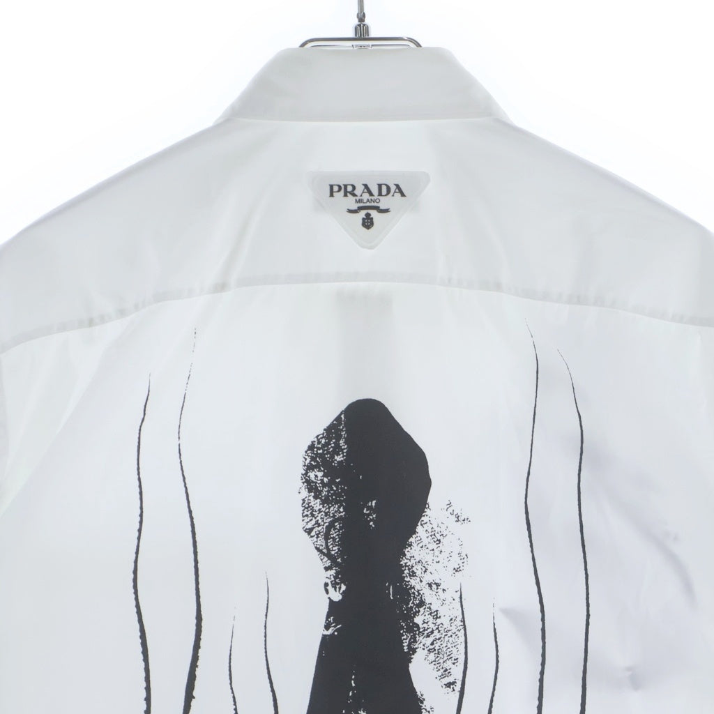 PRADA(プラダ) 22SS BIANCO POPELINE SIMBOL COTTON SHIRT ビアンコ ポプリン シンボル タトゥー プリントデザイン レギュラーカラー コットン 長袖シャツ SC568 S221 10HS