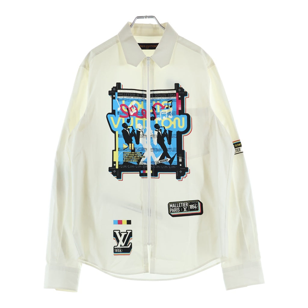 LOUIS VUITTON(ルイヴィトン) 23SS アニメーションテクニカル プリントデザイン ジップアップ シャツジャケット ホワイト RM231M RM9 HOS03W