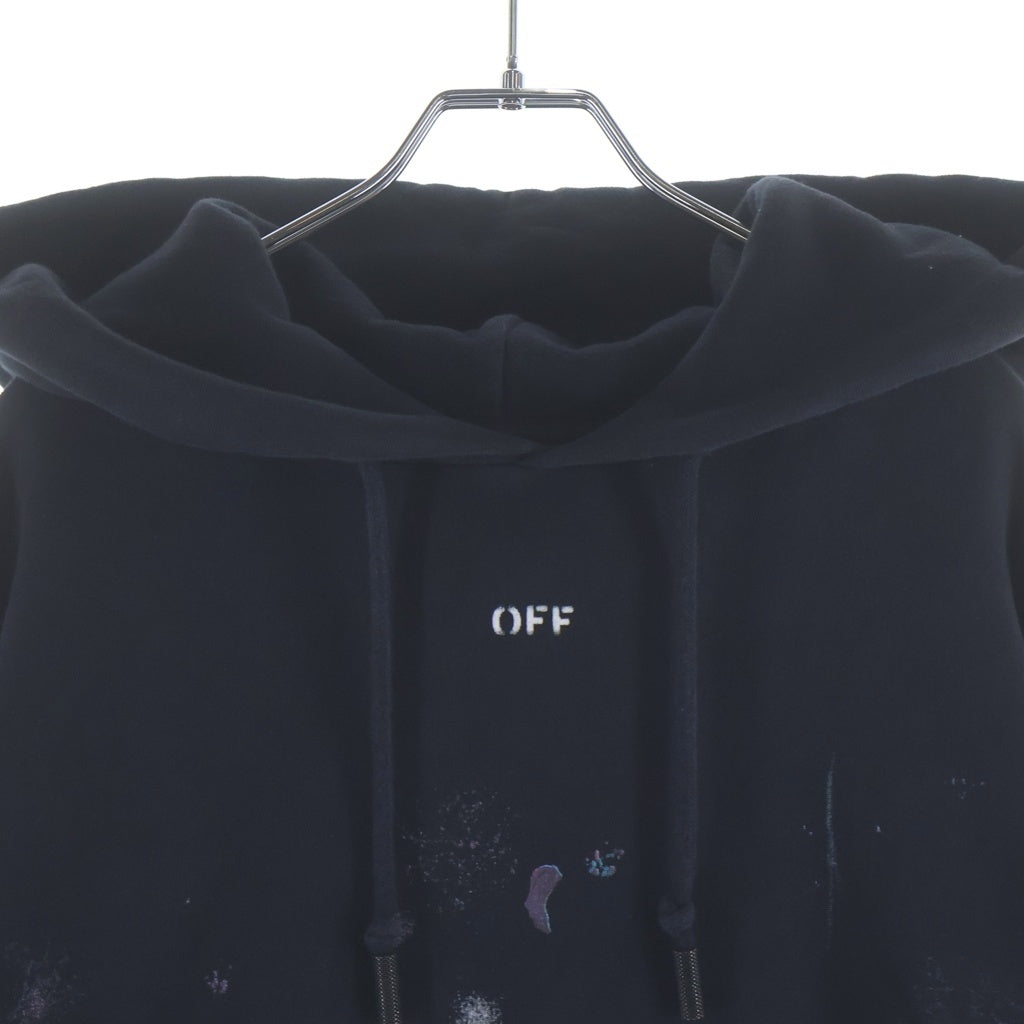 OFF-WHITE(オフホワイト) 17AW DIAG GALAXY OVER HOODIE ダイアグギャラクシーオーバー コットン総柄 ロゴプリントプルオーバーフーディー パーカー ブラック OMBB009F17619030