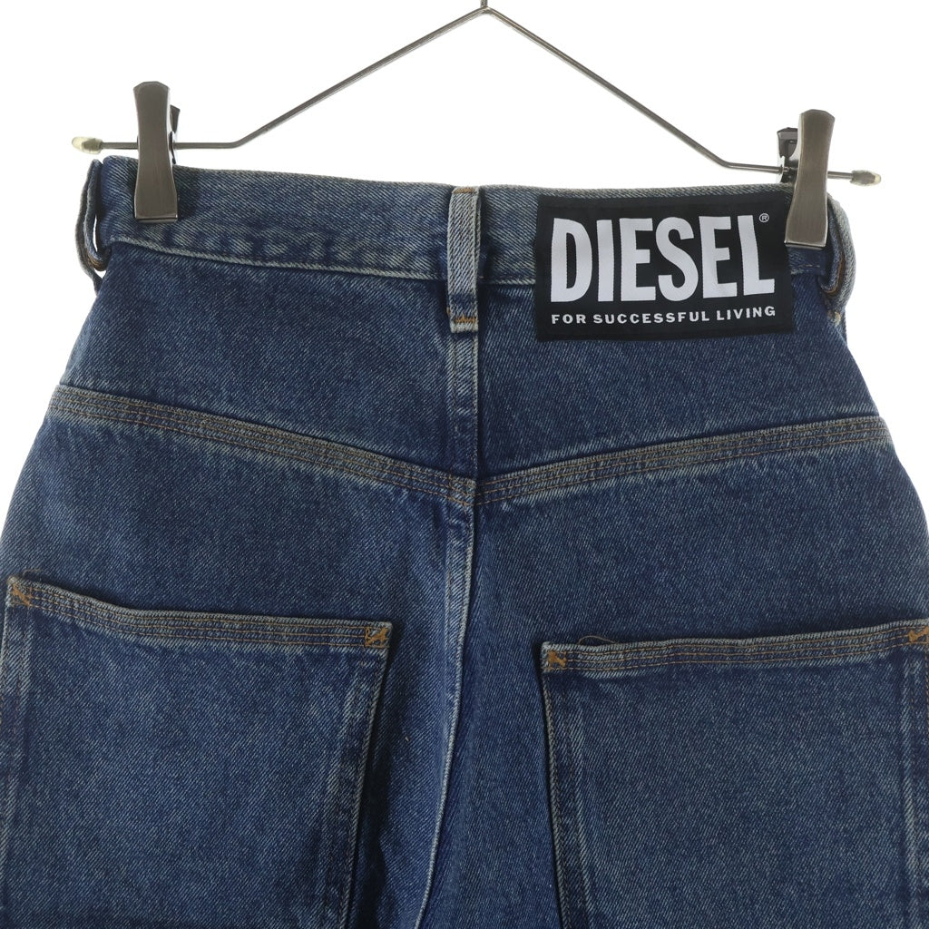 DIESEL(ディーゼル) D-LUITE-SP カモ柄切替デザイン 6ポケット ワイドデニムパンツ インディゴ レディース 00SYLX