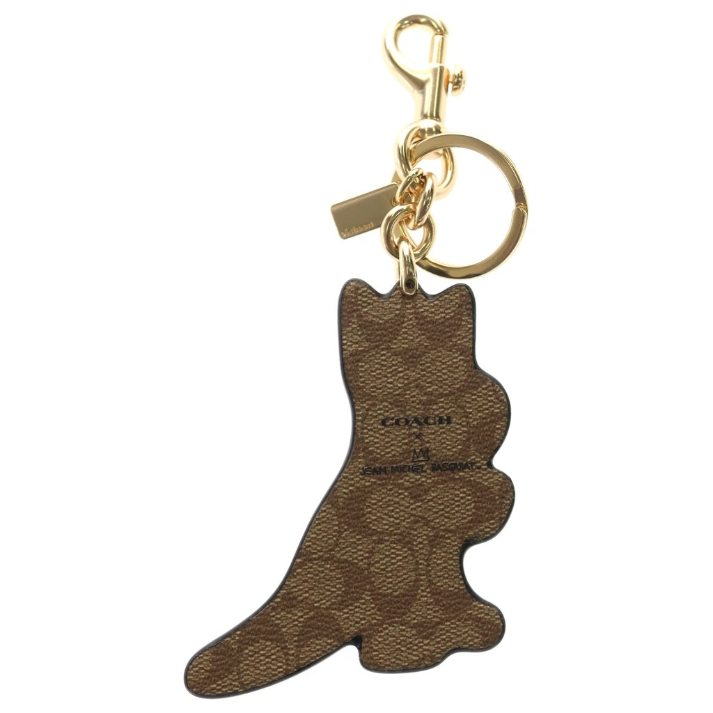 COACH(コーチ) ×JEAN MICHEL BASQUIAT REXY BAG CHARM バスキア 恐竜 バッグチャーム キーホルダー ブラック/ベージュ C5704 レディース