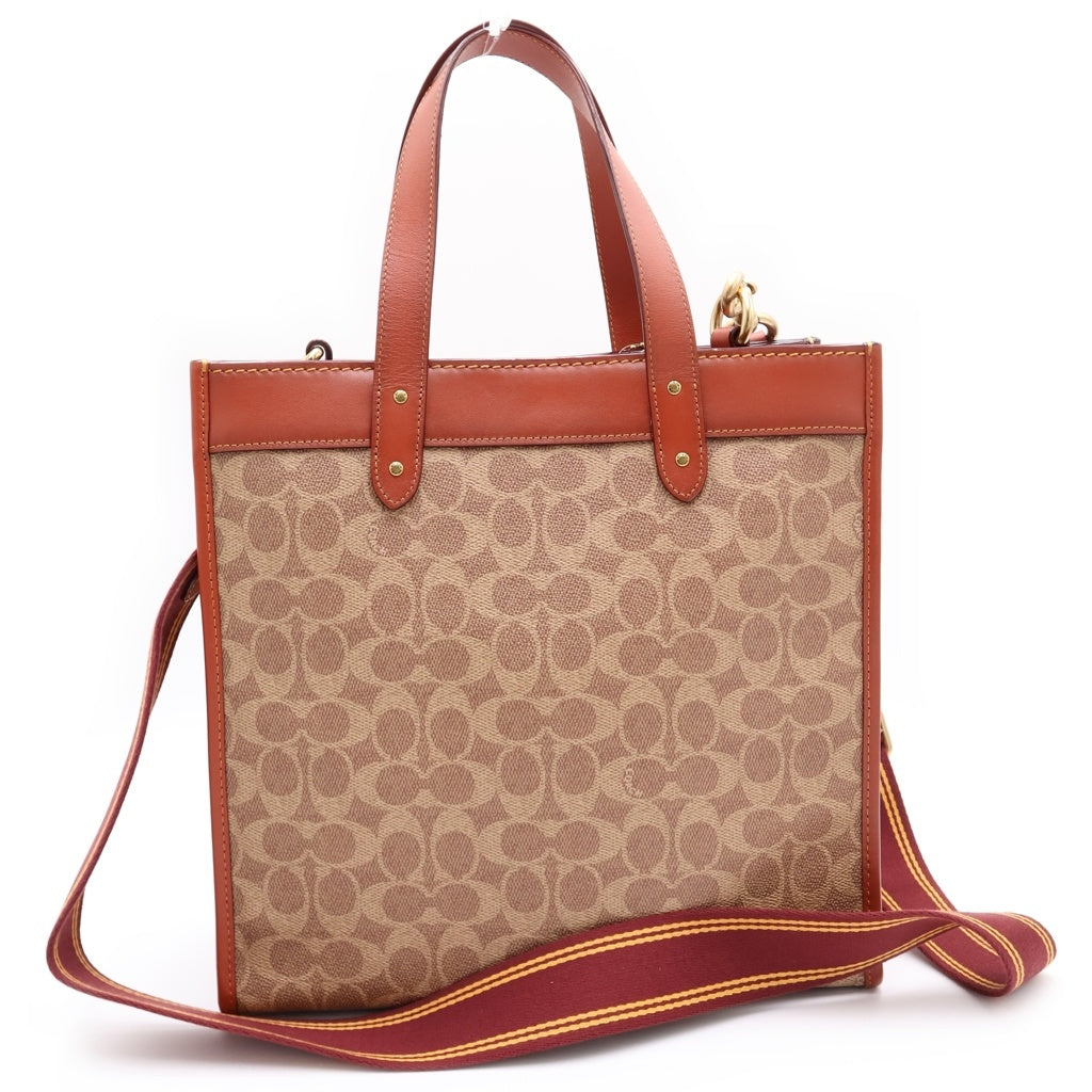 COACH(コーチ) FIELD TOTE フィールドトート シグネチャーキャンバス パッチレザー ショルダーバッグ ベージュ/ブラウン J2122-C6846 レディース