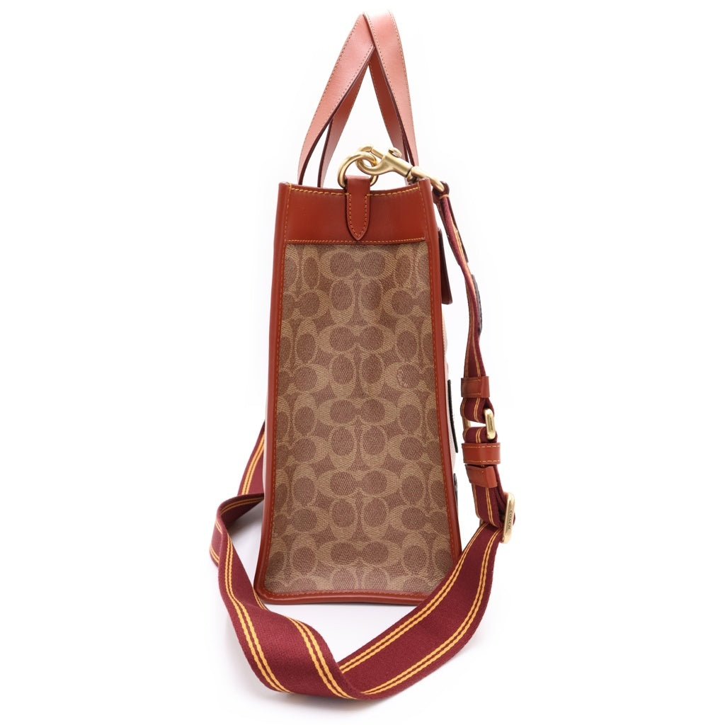 COACH(コーチ) FIELD TOTE フィールドトート シグネチャーキャンバス パッチレザー ショルダーバッグ ベージュ/ブラウン J2122-C6846 レディース