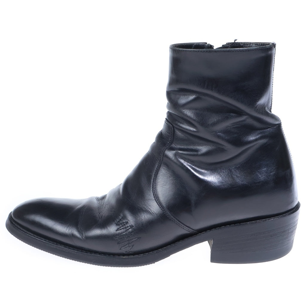 SAINT LAURENT PARIS(サンローランパリ) WYATT 60 ZIP BOOTS クラシック ワイアット60 サイドジップ レザーヒールブーツ ブラック 442258 AQS00 1000