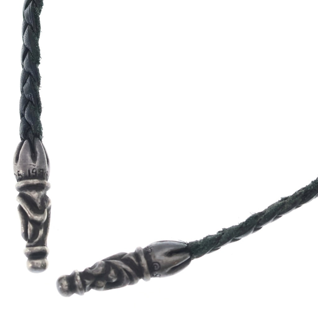 CHROME HEARTS(クロムハーツ) LEATHER BRAID SCROLL ネックレス レザーブレイドネックレス ブラック/シルバー BCA377