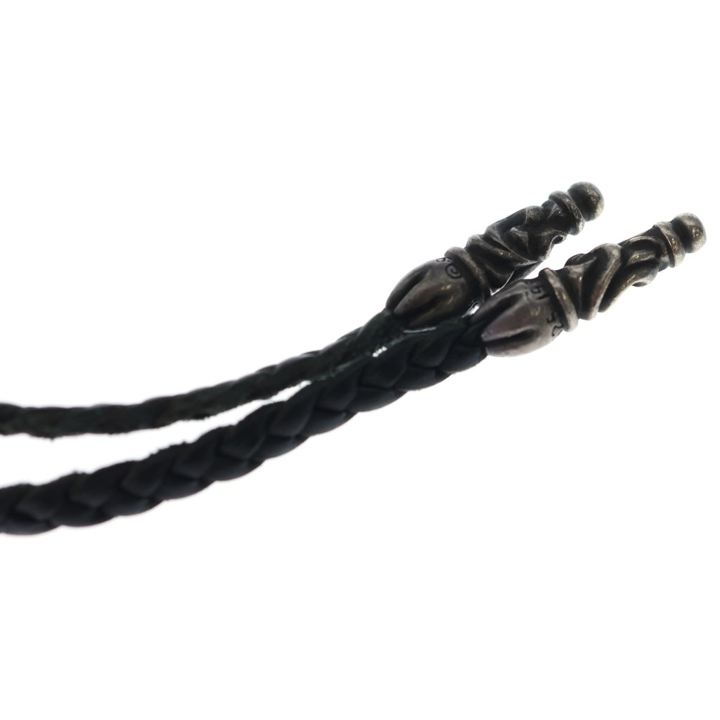 CHROME HEARTS(クロムハーツ) LEATHER BRAID SCROLL ネックレス レザーブレイドネックレス ブラック/シルバー BCA377