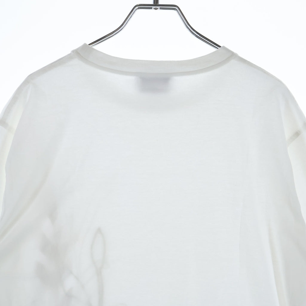 HERMES(エルメス) 23SS ボタニカルステッチデザイン クルーネック半袖Tシャツカットソー ホワイト