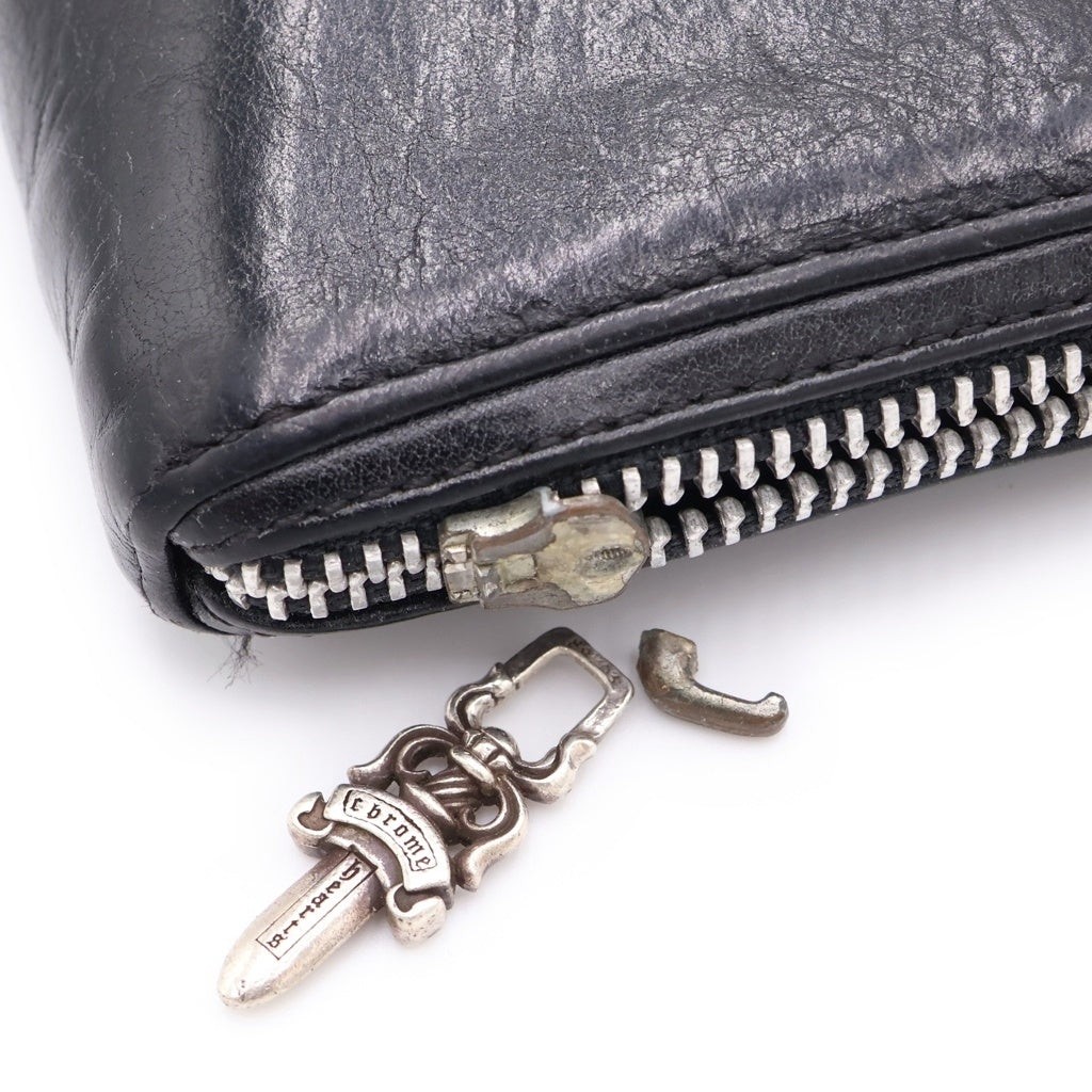 CHROME HEARTS(クロムハーツ) REC F ZIP PLANE プレーン ラウンドジップレザーウォレット 財布 ブラック