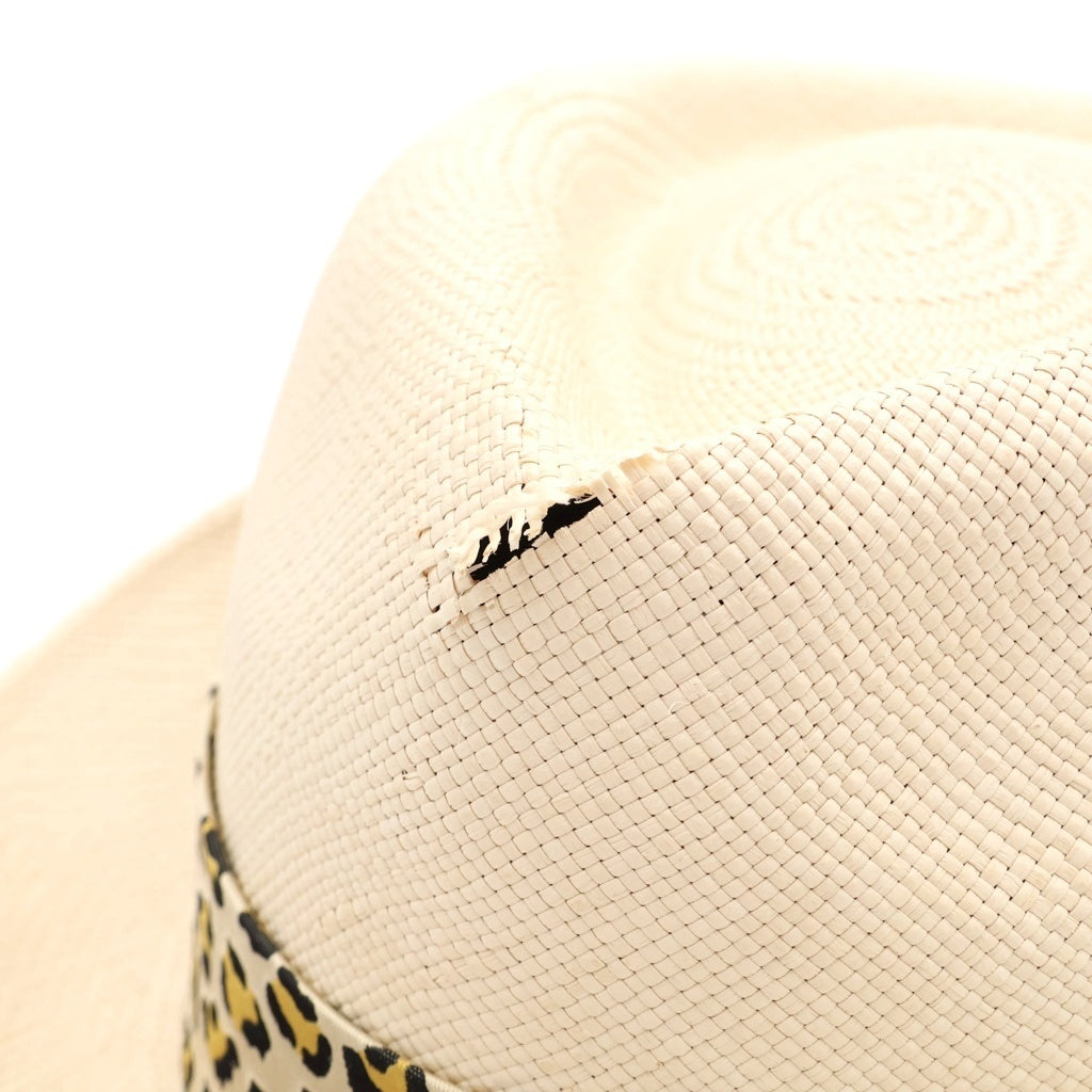 WACKO MARIA(ワコマリア) 19SS ×東京HATROCKERS LEOPARD GROSGRAIN レオパード グロスグレイン 麦わらハット 帽子 ベージュ HAT-04-JOHNNY-BRISA