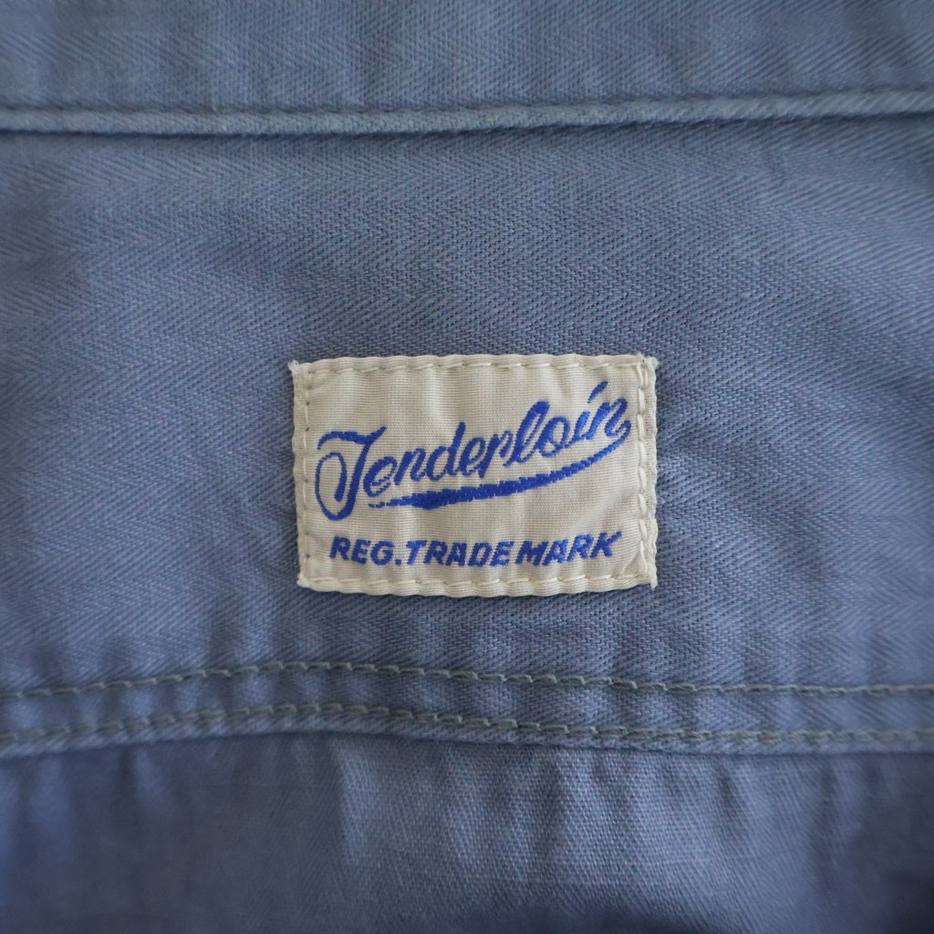 TENDERLOIN(テンダーロイン) T-G.S SHT L/S ロゴワッペン ヘリンボーン 長袖ワークシャツ ブルー