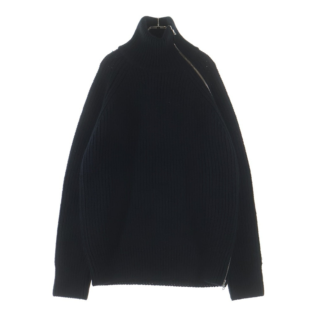DRIES VAN NOTEN(ドリスヴァンノッテン) 24AW 24AW MONTY M.K.SWEATER モンティ サイドジップ ハイネック ドライバーズニット セーター ブラック