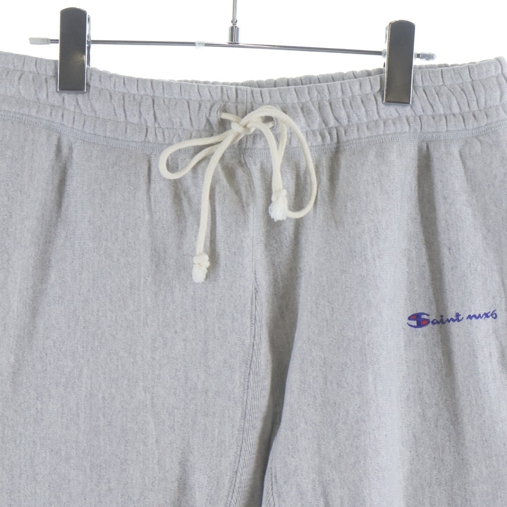 SAINT MICHAEL(セントマイケル) ×CHAMPION チャンピオン ロゴ刺繍 コットン スウェットパンツ グレー SM-A23-0000-034