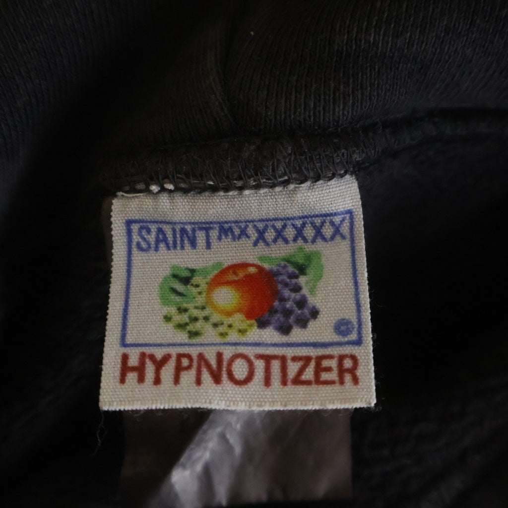 SAINT MICHAEL(セントマイケル) 24SS ANGEL HOODIE エンジェルプリント ユーズド加工 フーディー プルオーバーパーカー ブラック SM-YS8-0000-034