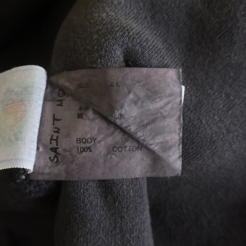 SAINT MICHAEL(セントマイケル) 24SS ANGEL HOODIE エンジェルプリント ユーズド加工 フーディー プルオーバーパーカー ブラック SM-YS8-0000-034